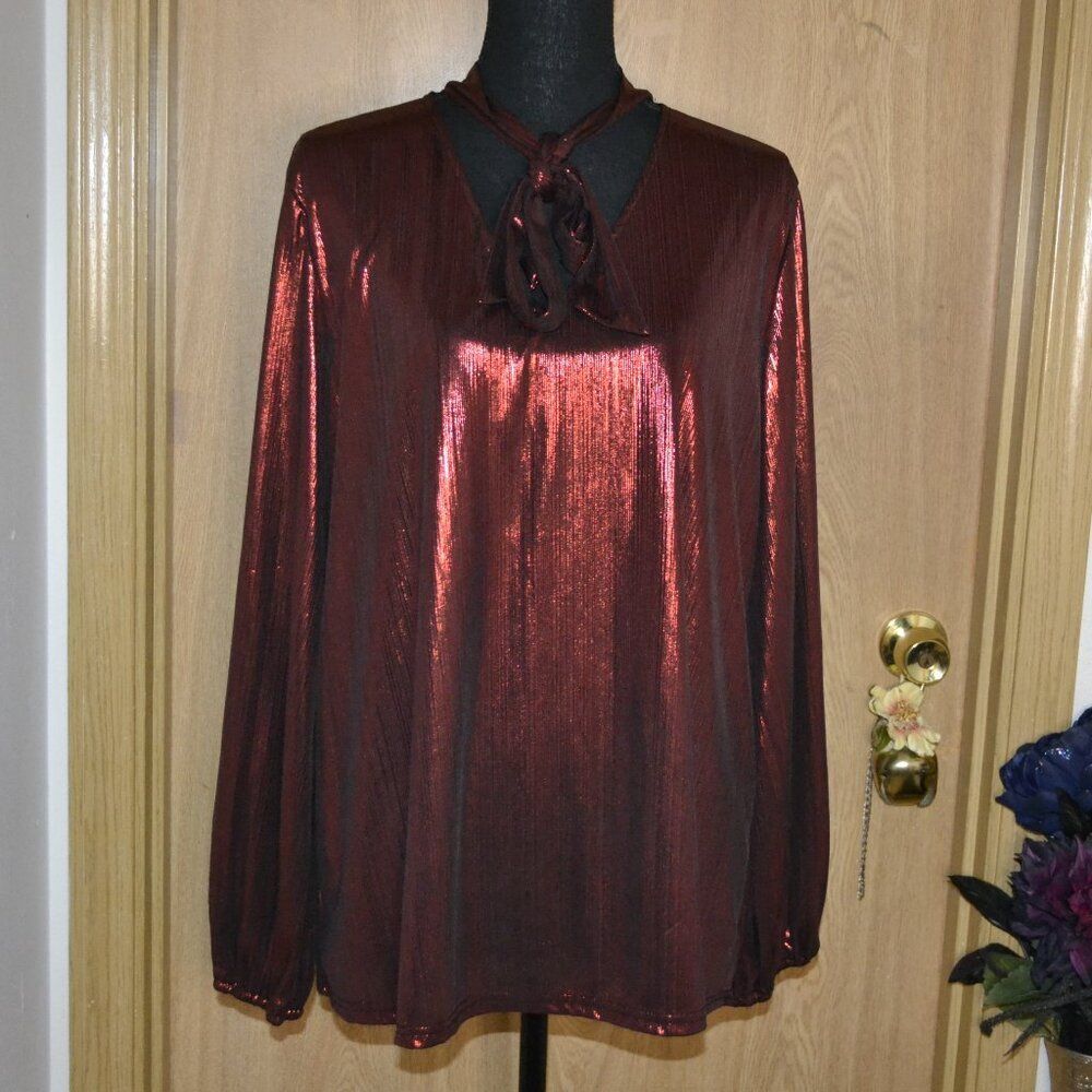 YOINS Shiny Sparkle Metallic V Neck Going Out Party Top